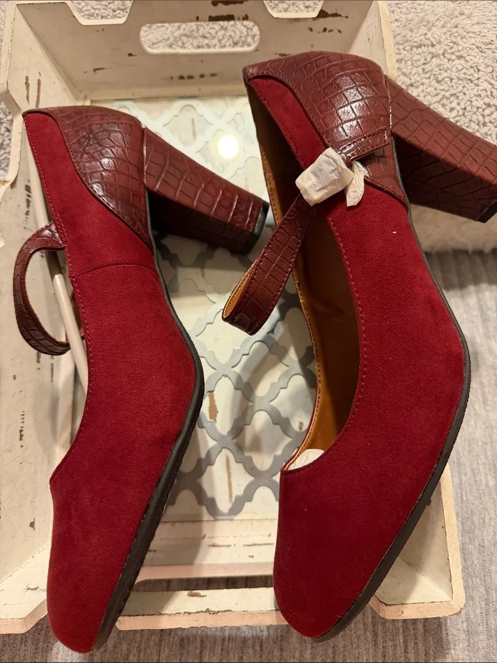 Women's Red Mary Jane Heels with Ankle Strap size 11